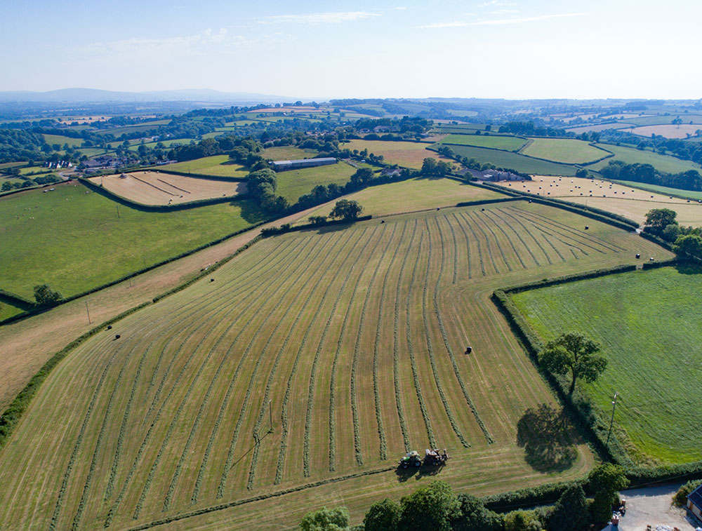 Baling hay in the field